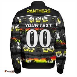 Amazing Aussie Penrith Panthers Tropical Hibiscus and Coconut Trees Bomber Jacket
