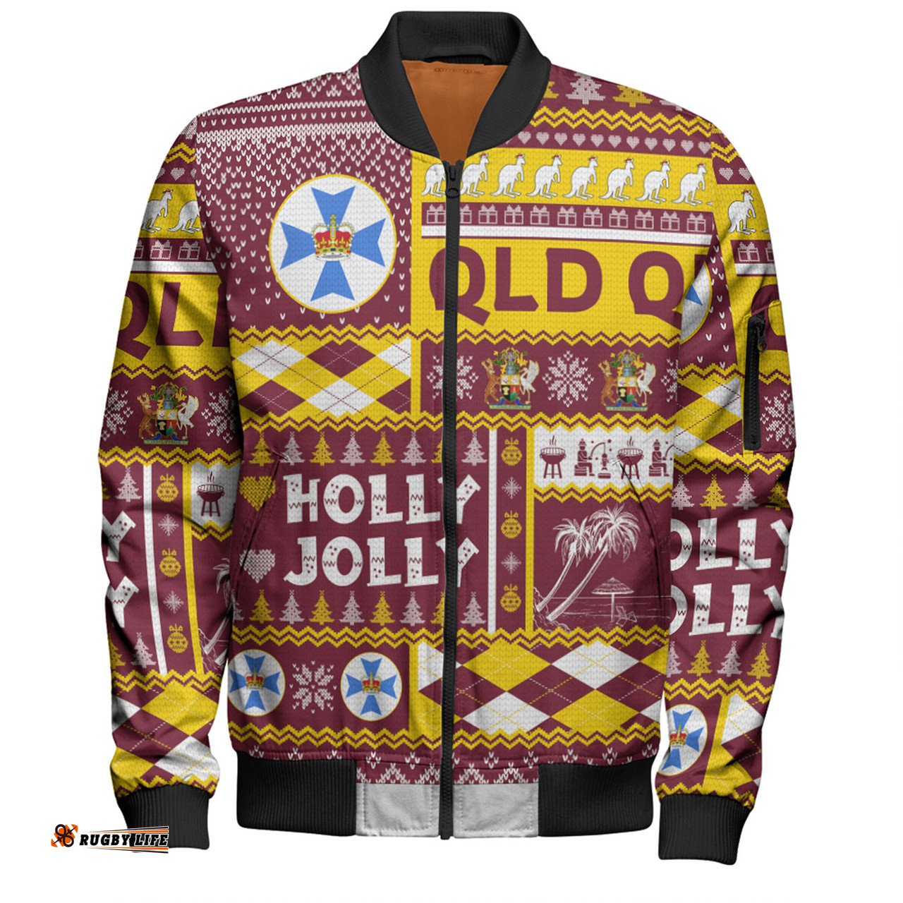 Amazing Aussie Queensland Christmas Holly Jolly Chrissie Bomber Jacket