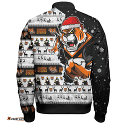 Amazing Aussie Wests Tigers Merry Ugly Christmas Our Beloved Team Scratch Style Bomber Jacket
