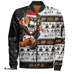 Amazing Aussie Wests Tigers Merry Ugly Christmas Our Beloved Team Scratch Style Bomber Jacket