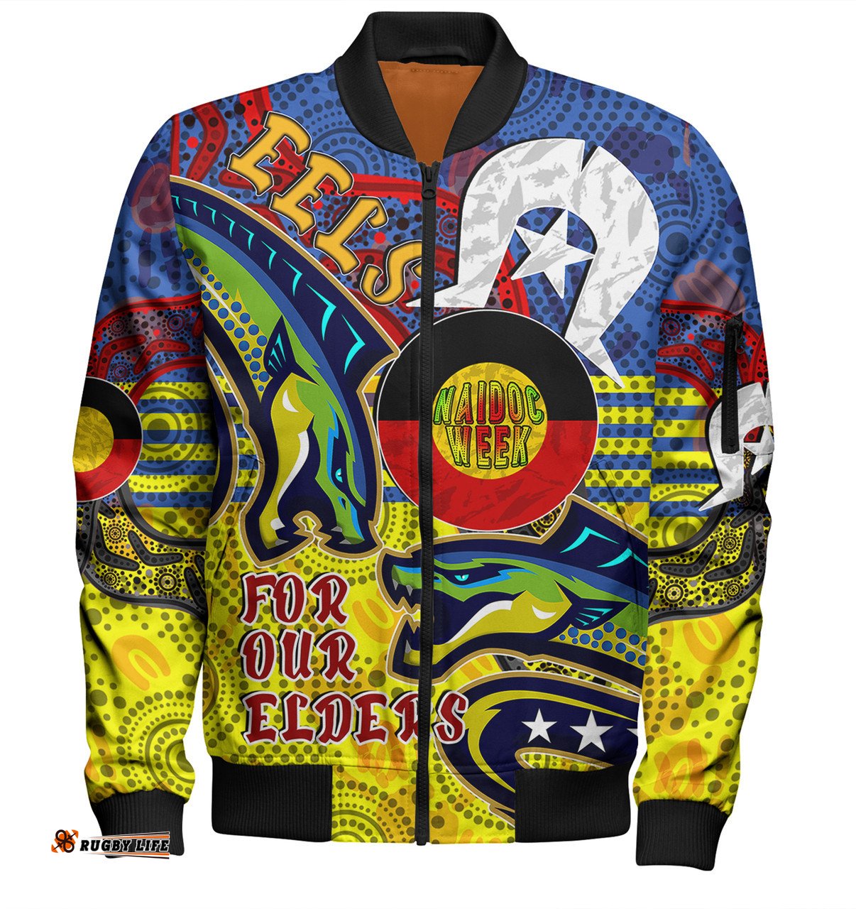 Amazing Aussie Parramatta Eels Naidoc Week Custom Parramatta Eels Naidoc Week For Our Elders With Dot Art Bomber Jacket
