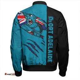 Amazing Aussie Port Adelaide Burning Passion Of Power Scratch Style Bomber Jacket
