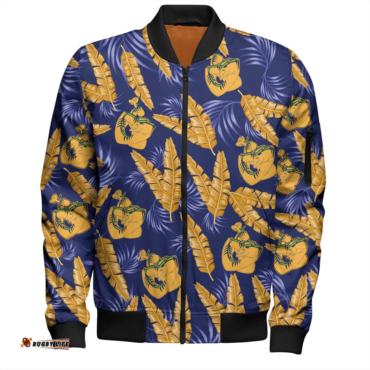 Amazing Aussie Parramatta Eels Custom Tropical Patterns Parramatta Eels Bomber Jacket