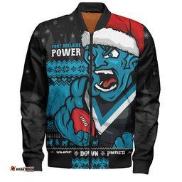 Amazing Aussie Port Adelaide Merry Christmas Down Under Footy Power Style Bomber Jacket