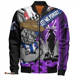Amazing Aussie North Melbourne ANZAC Day Honor Purple Valor And Spirit Bomber Jacket