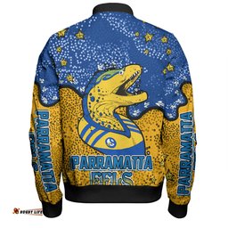 Amazing Aussie Parramatta Eels Custom Team With Dot And Star Patterns For Tough Fan Bomber Jacket