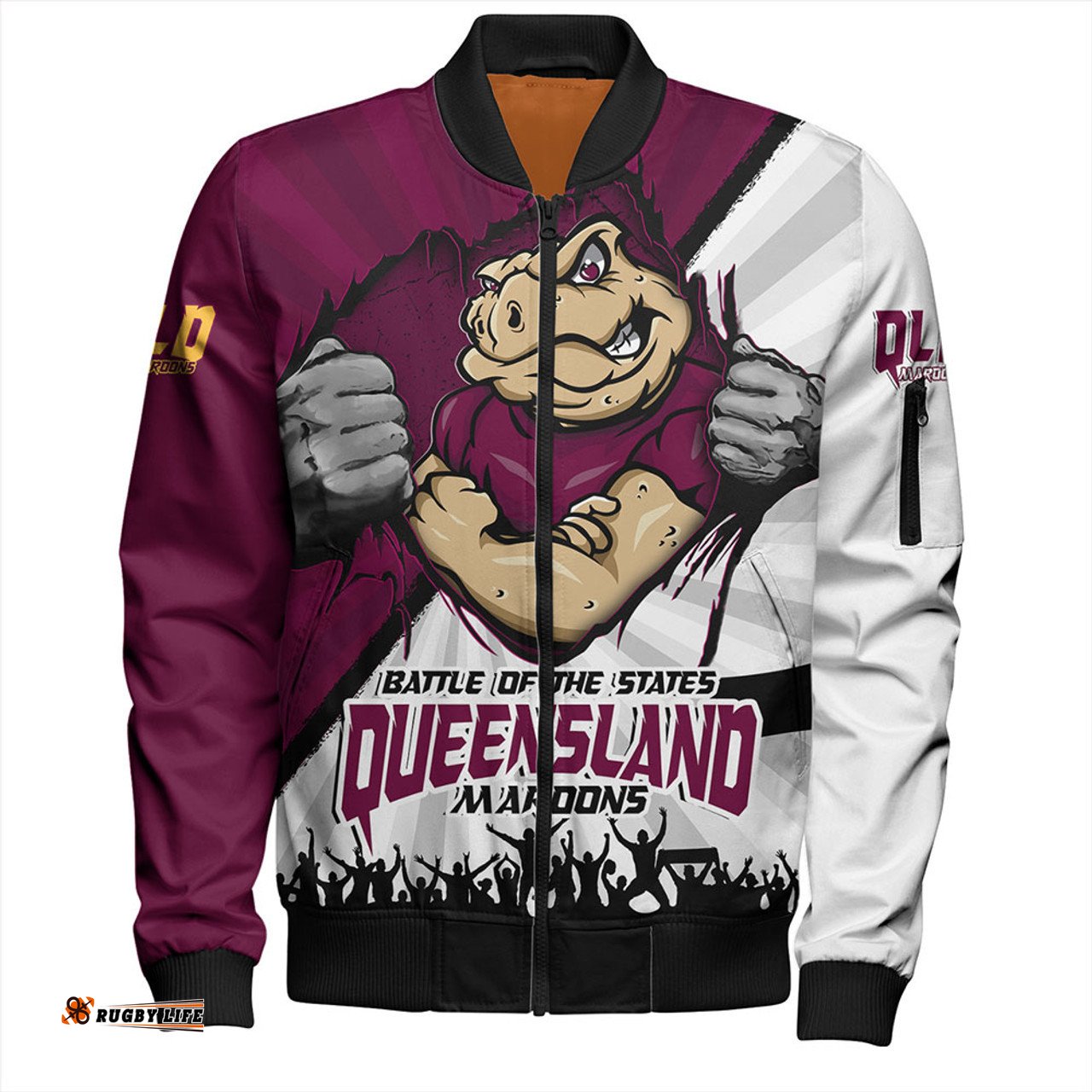 Amazing Aussie Queensland Maroons Origin Battleground Maroons Unleashed Bomber Jacket
