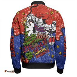 Amazing Aussie Newcastle Knights Christmas Custom Let's Get Lit Chrisse Pressie Bomber Jacket