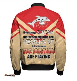 Amazing Aussie Redcliffe Dolphins Father's Day Screaming Dad and Crazy Fan Bomber Jacket