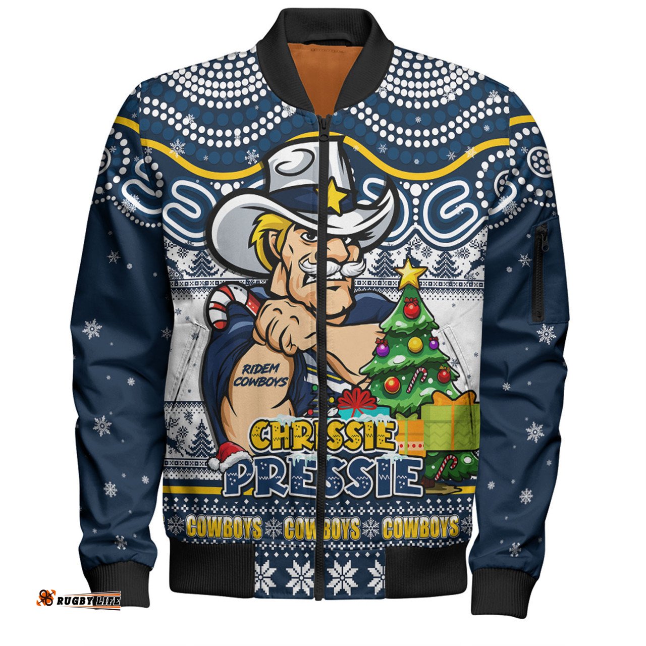 Amazing Aussie North Queensland Cowboys Aussie Ugly Christmas For Die Hard Fan Supporters Bomber Jacket