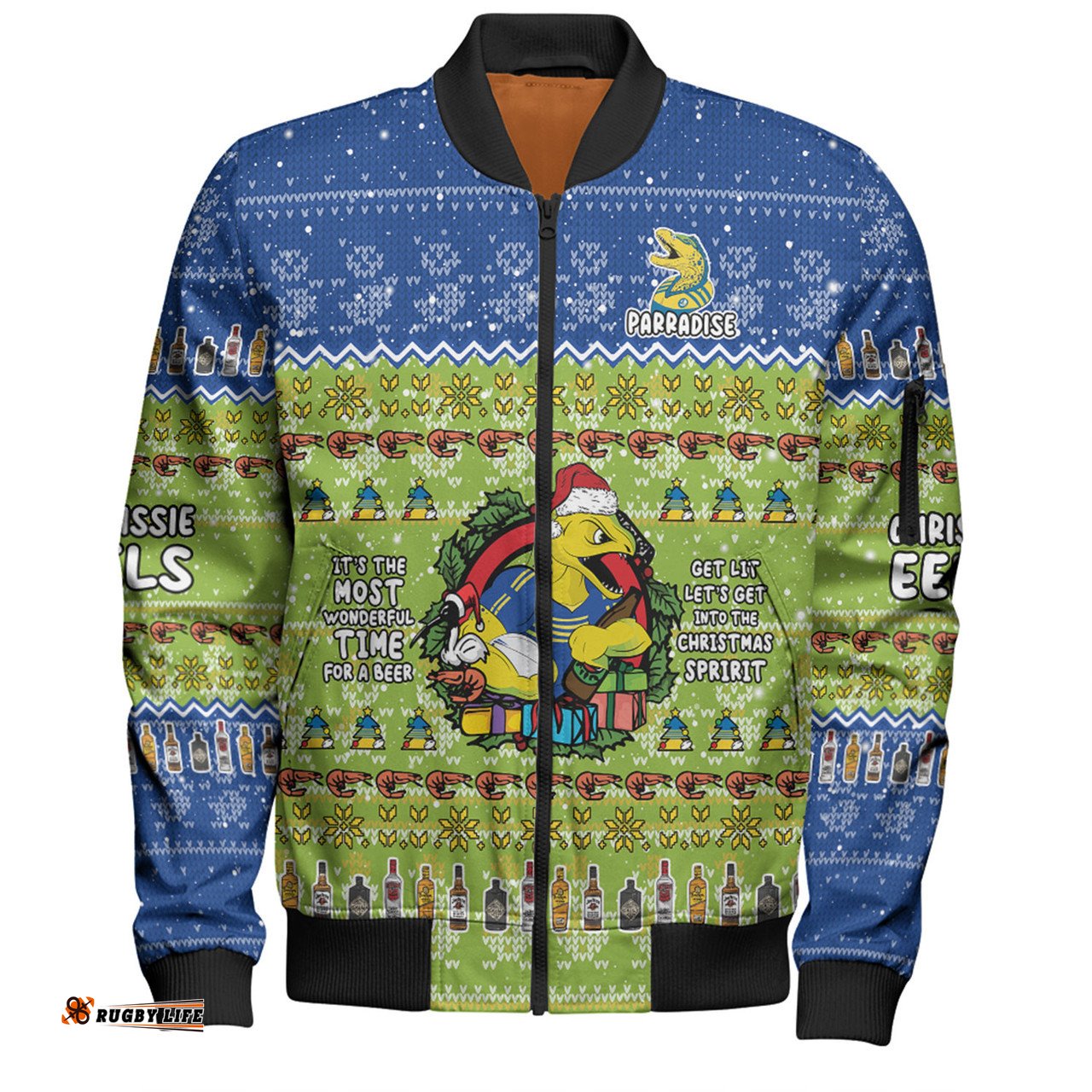 Amazing Aussie Parramatta Eels Christmas Custom Chrissie Spirit Bomber Jacket