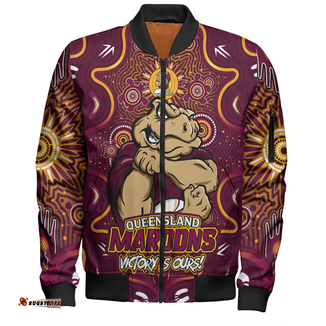 Amazing Aussie Queensland Maroons Aboriginal Pattern Inspired Victory Is Ours Bomber Jacket