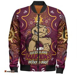 Amazing Aussie Queensland Maroons Aboriginal Pattern Inspired Victory Is Ours Bomber Jacket