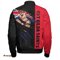 Amazing Aussie St Kilda Burning Passion Of Power Scratch Style Bomber Jacket