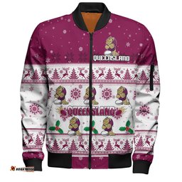 Amazing Aussie Queensland Cane Toads Christmas Custom Special Ugly Christmas Bomber Jacket
