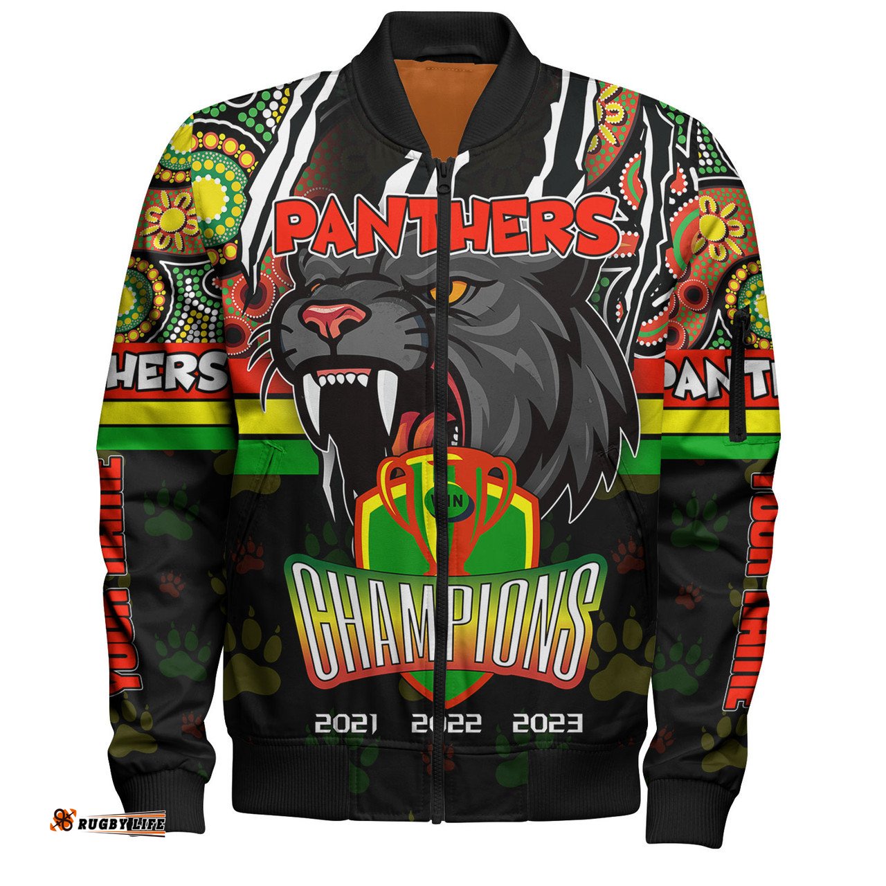 Amazing Aussie Penrith Panthers Custom Talent Win Games But Teamwork And Intelligence Win Championships With Aboriginal Style Bomber Jacket