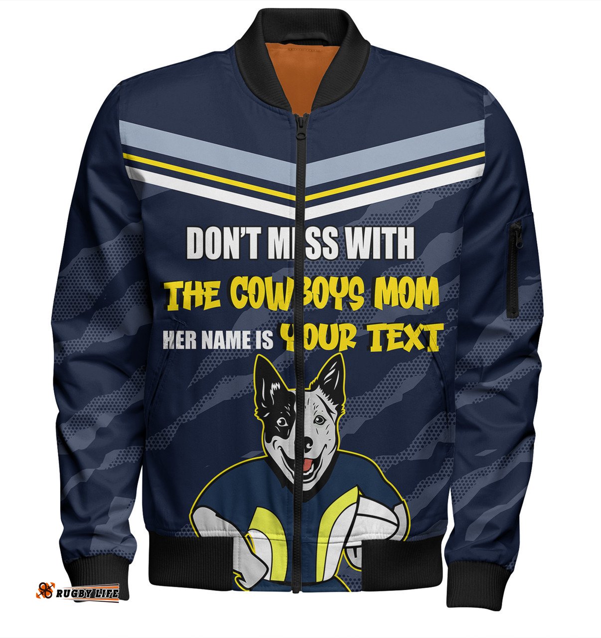 Amazing Aussie North Queensland Cowboys Mother's Day Screaming Mom and Crazy Fan Bomber Jacket