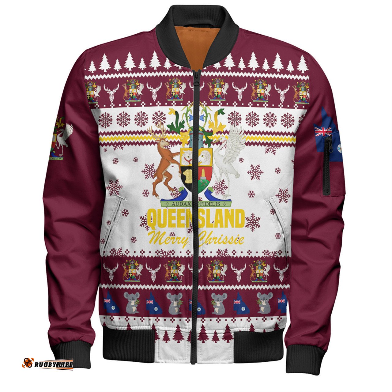 Amazing Aussie Queensland Christmas Merry Chrissie Bomber Jacket