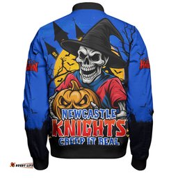 Amazing Aussie Newcastle Knights Dark Moon Rugby Halloween Battle Edition Bomber Jacket