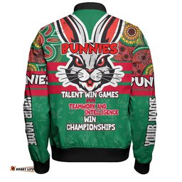 Amazing Aussie South Sydney Rabbitohs Custom Talent Win Games But Teamwork And Intelligence Win Championships With Aboriginal Style Bomber Jacket