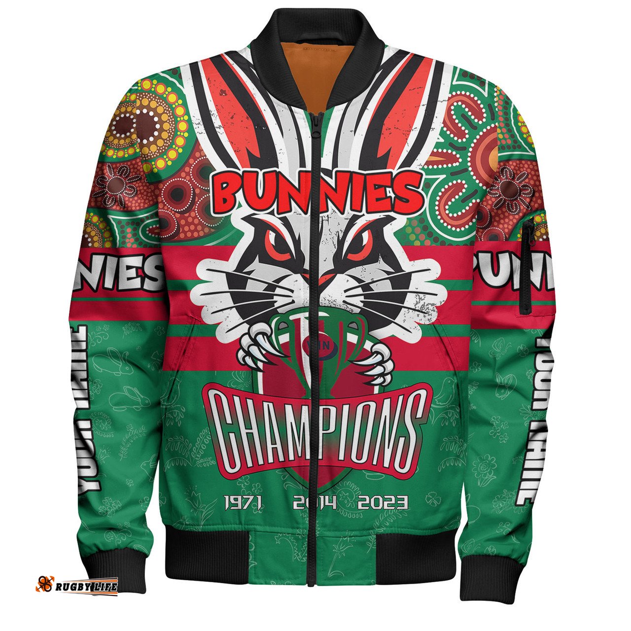 Amazing Aussie South Sydney Rabbitohs Custom Talent Win Games But Teamwork And Intelligence Win Championships With Aboriginal Style Bomber Jacket