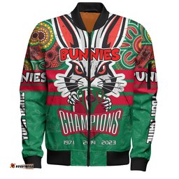 Amazing Aussie South Sydney Rabbitohs Custom Talent Win Games But Teamwork And Intelligence Win Championships With Aboriginal Style Bomber Jacket