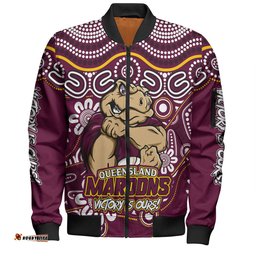 Amazing Aussie Queensland Maroons Aboriginal Inspired Tough Fan Rugby For Life Bomber Jacket