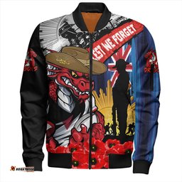 Amazing Aussie St. George Illawarra Dragons United In Spirit Anzac Day Tribute Bomber Jacket