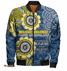 Amazing Aussie North Queensland Cowboys Custom Believe! Belong! Bomber Jacket