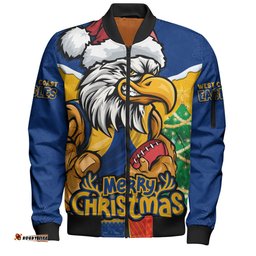 Amazing Aussie West Coast Eagles Santa Scoring Touchdown On Christmas Game Day Bomber Jacket