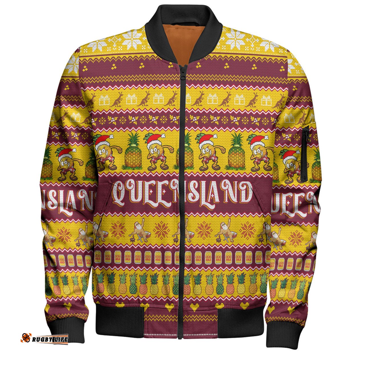 Amazing Aussie Queensland Big Things Christmas Custom The Big Pineapple Bomber Jacket