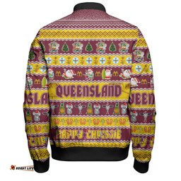 Amazing Aussie Queensland Christmas Custom Happy Chrissie Ugly Style Bomber Jacket