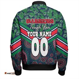 Amazing Aussie New Zealand Warriors Sport Tropical Patterns And Dot Painting Eat Sleep Rugby Repeat Bomber Jacket