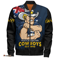 Amazing Aussie North Queensland Cowboys Heart Of A Fighter Tough And Fearless Bomber Jacket