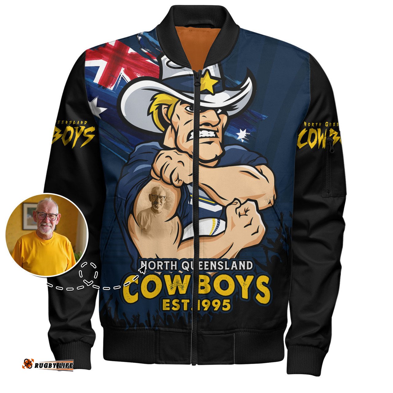 Amazing Aussie North Queensland Cowboys Heart Of A Fighter Tough And Fearless Bomber Jacket