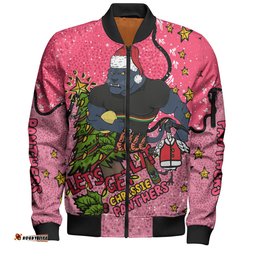 Amazing Aussie Penrith Panthers Christmas Custom Let's Get Lit Chrisse Pressie Pink Bomber Jacket