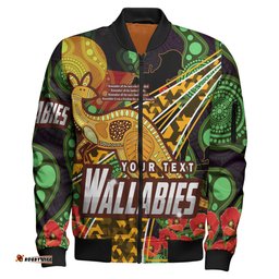 Amazing Aussie Wallabies Rugby Custom Anzac Day Aboriginal Inspired Wallabies Kangaroo Bomber Jacket