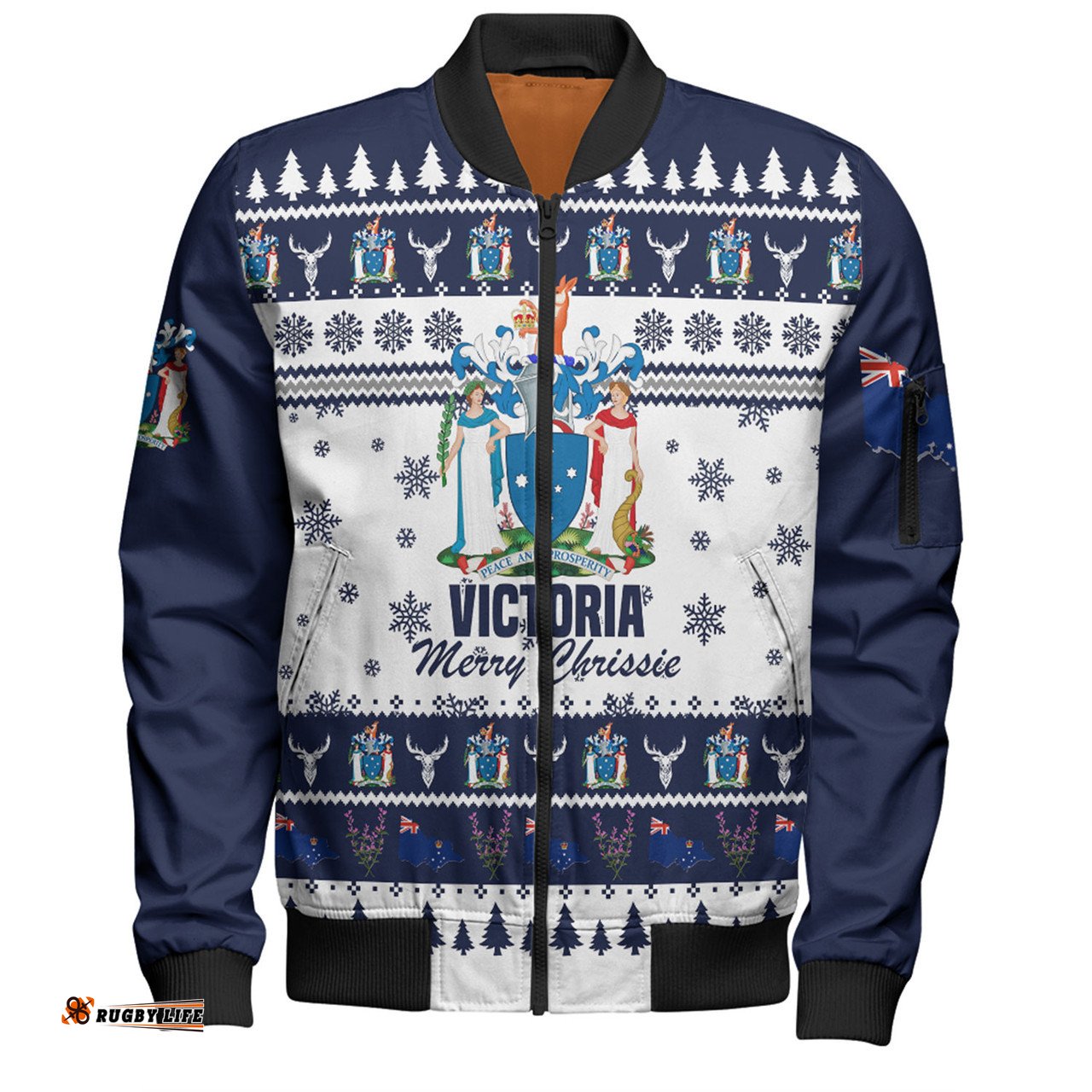 Amazing Aussie Victoria Christmas Merry Chrissie Bomber Jacket