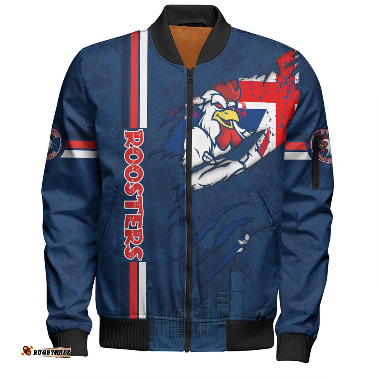 Amazing Aussie Sydney Roosters Happy Australia Day Flag Scratch Style Bomber Jacket