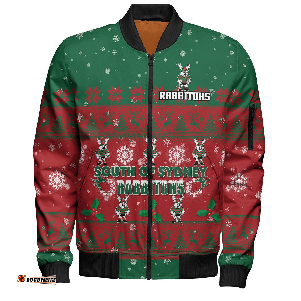 Amazing Aussie South Sydney Rabbitohs Custom Special Ugly Christmas Bomber Jacket