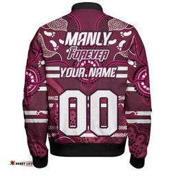 Amazing Aussie Sea Eagles Custom Manly Forever With Aboriginal Style Bomber Jacket