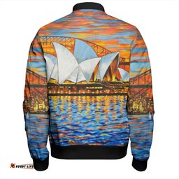 Amazing Aussie Sydney Travelling Sydney Opera House Oil Painting Art Bomber Jacket