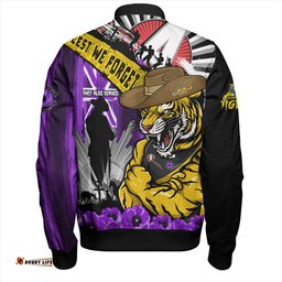 Amazing Aussie Richmond ANZAC Day Honor Purple Valor And Spirit Bomber Jacket