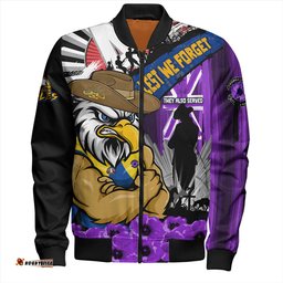 Amazing Aussie West Coast Eagles ANZAC Day Honor Purple Valor And Spirit Bomber Jacket