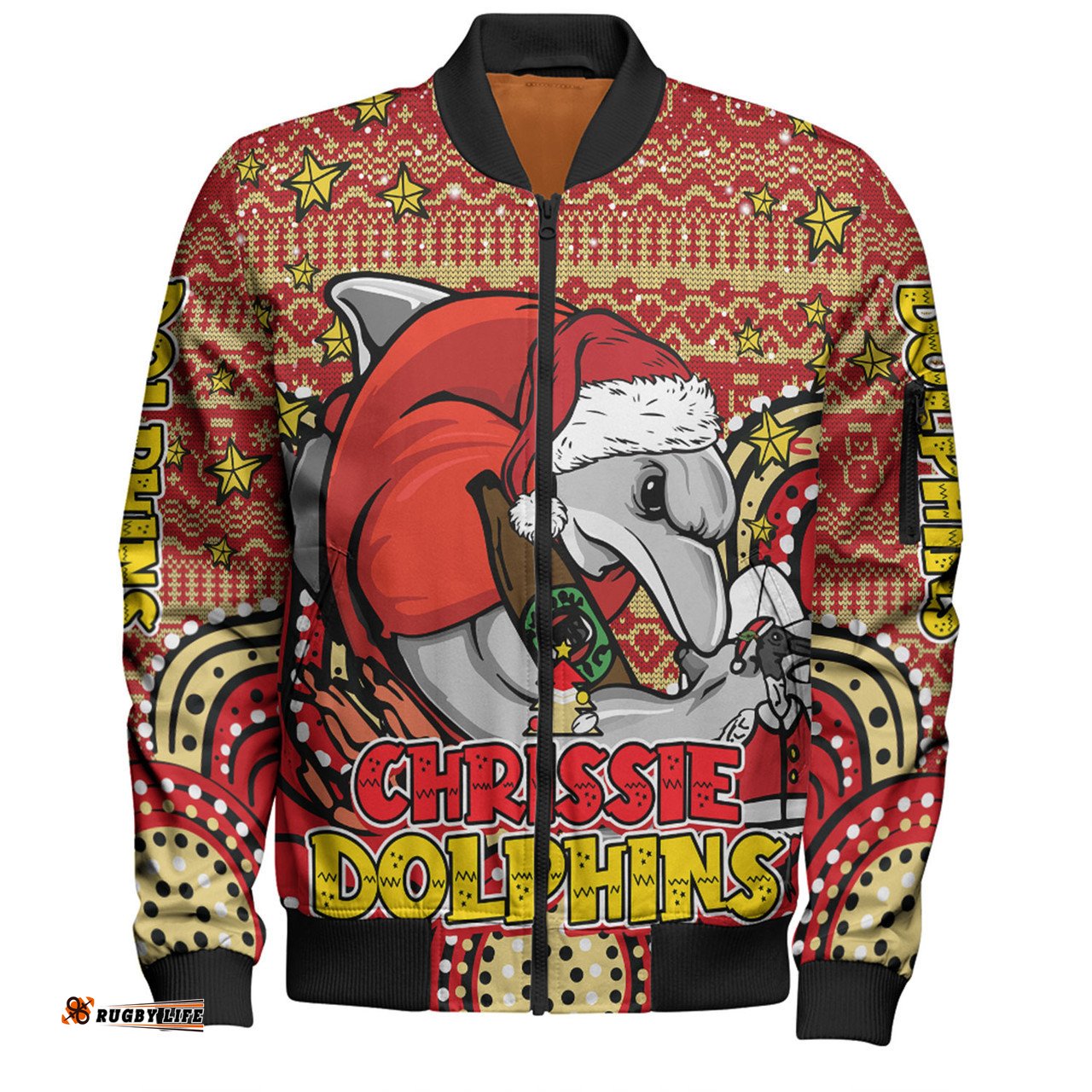 Amazing Aussie Redcliffe Dolphins Christmas Custom Christmas Knit Patterns Vintage Jersey Ugly Bomber Jacket