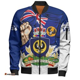 Amazing Aussie South Australia Power Pride And Heritage Crest Bomber Jacket