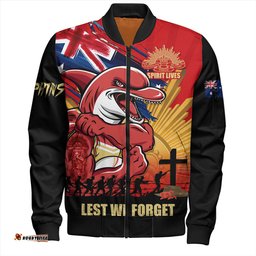 Amazing Aussie Redcliffe Dolphins Fearless ANZAC Defender Bomber Jacket
