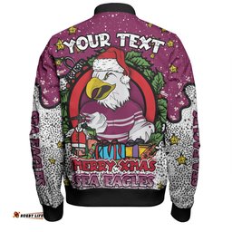 Amazing Aussie Manly Warringah Sea Eagles Christmas Custom Merry Christmas Our Beloved Team With Aboriginal Dot Art Pattern Bomber Jacket
