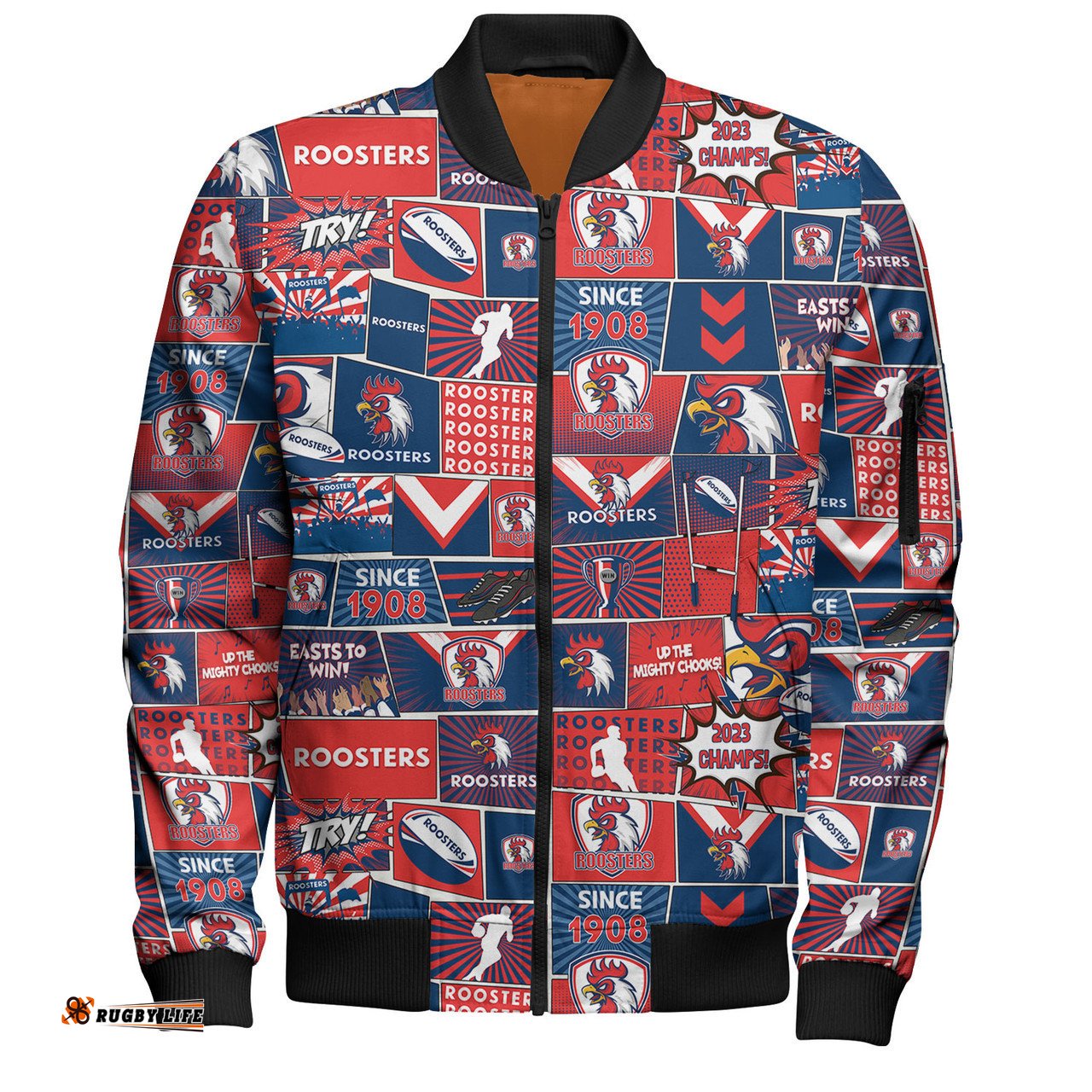 Amazing Aussie Sydney Roosters Team Of Us Die Hard Fan Supporters Comic Style Bomber Jacket