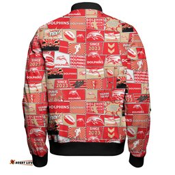 Amazing Aussie Redcliffe Dolphins Team Of Us Die Hard Fan Supporters Comic Style Bomber Jacket